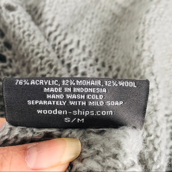 Wooden Ships Vintage Sweater Poncho Gray S/M NWT - Picture 4 of 7